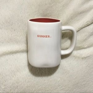 Rae Dunn SUMMER Red Orange Colored Ceramic Mug NWT